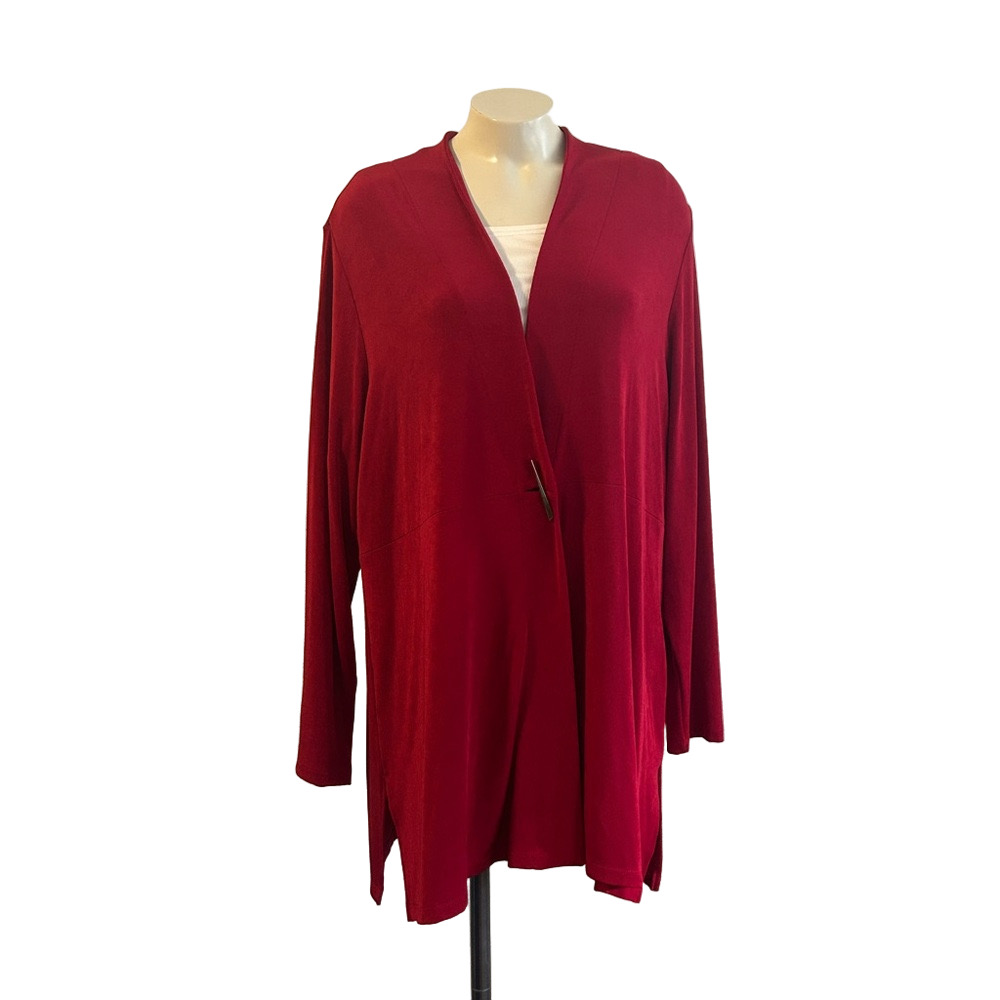 Chico's Bold Red Travelers side slits / top Jacket Sz 3 MWT